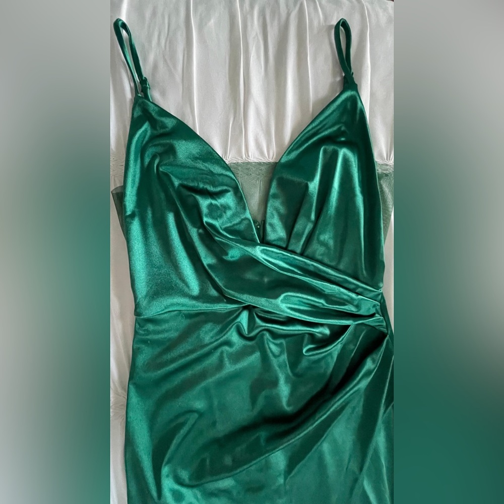 Emerald Green Satin Dress